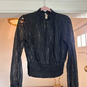 INTERMIX Black Sheer Blouse